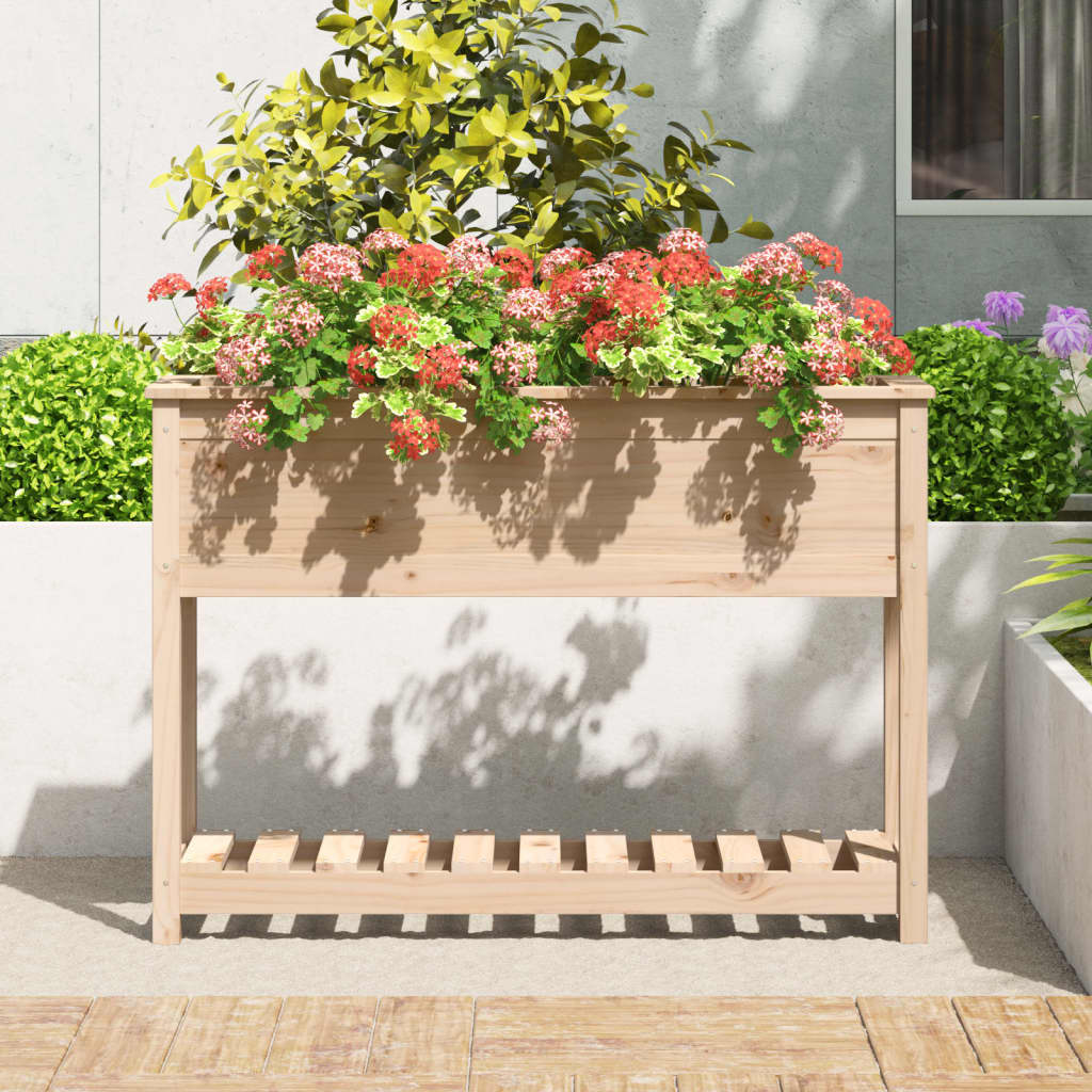 Planter with Shelf 111,5x34,5x81 cm Solid Wood Pine
