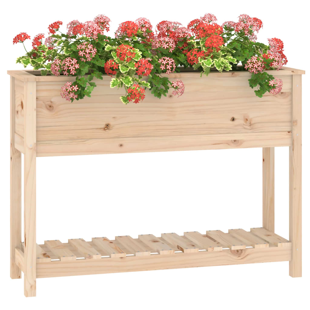Planter with Shelf 111,5x34,5x81 cm Solid Wood Pine