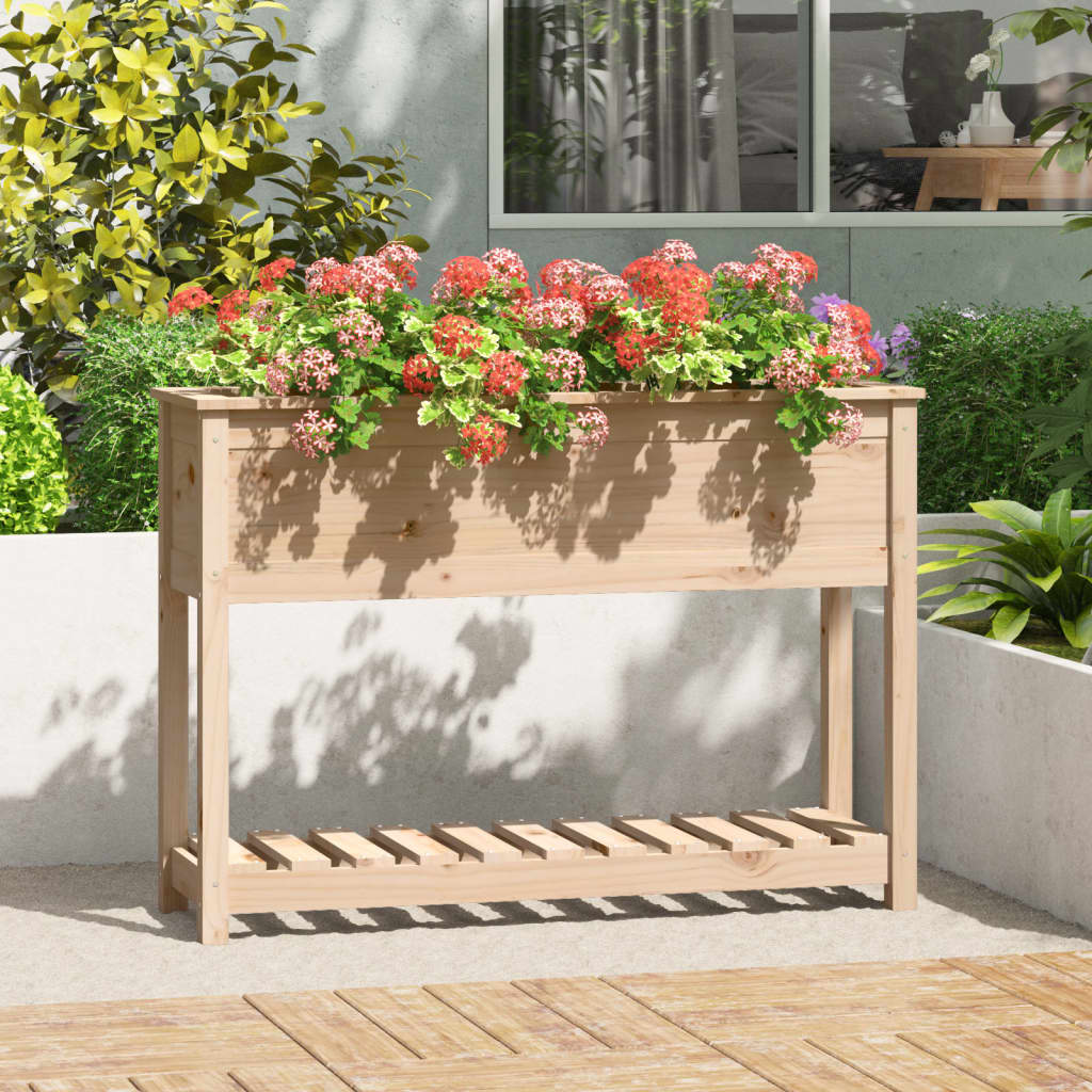 Planter with Shelf 111,5x34,5x81 cm Solid Wood Pine