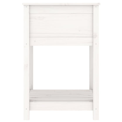 Planter with Shelf White 54x54x81 cm Solid Wood Pine