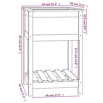 Planter with Shelf Black 54x54x81 cm Solid Wood Pine