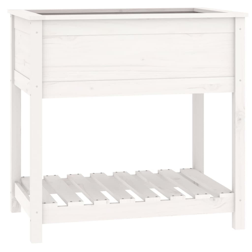 Planter with Shelf White 82,5x54x81 cm Solid Wood Pine