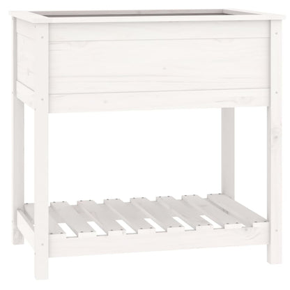 Planter with Shelf White 82,5x54x81 cm Solid Wood Pine