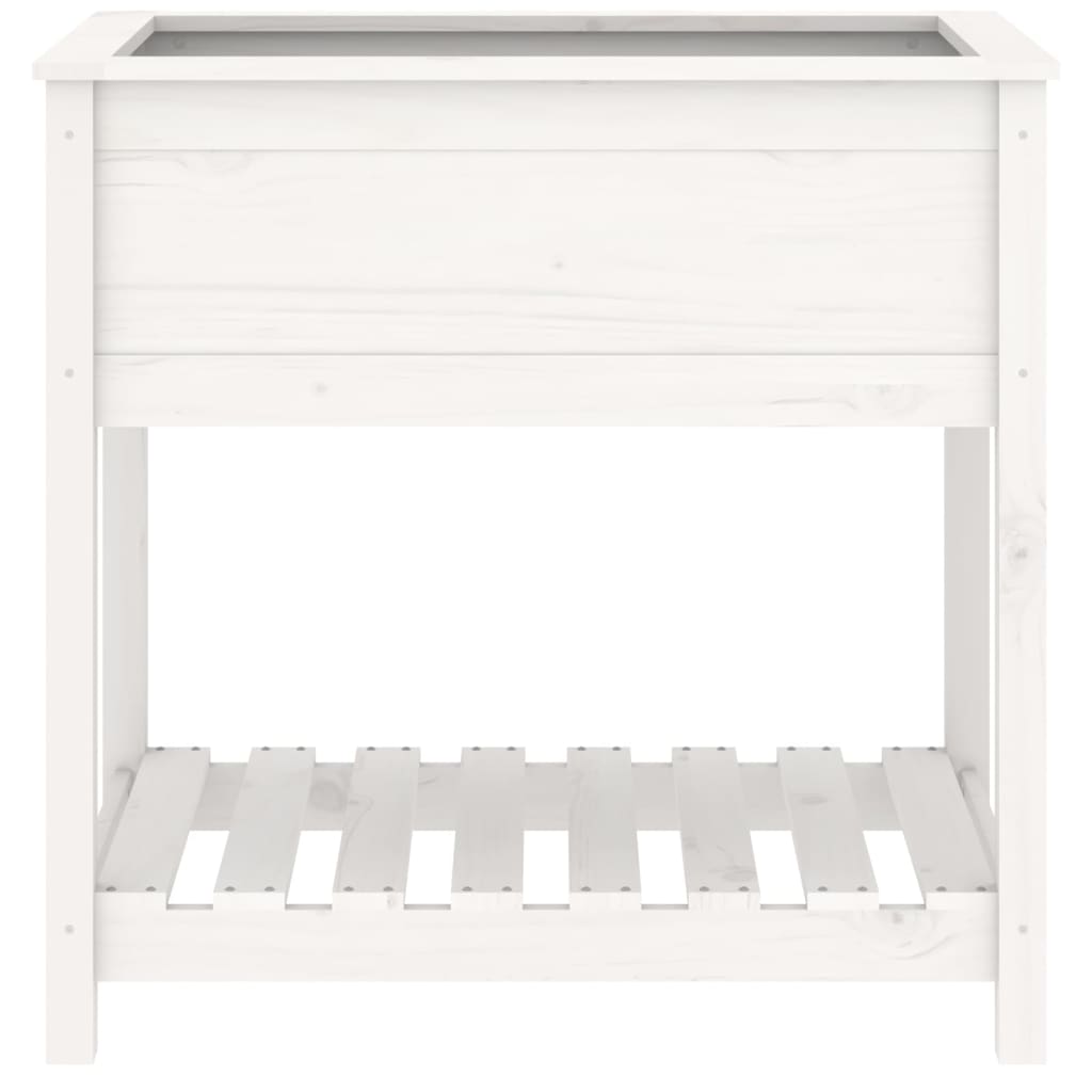 Planter with Shelf White 82,5x54x81 cm Solid Wood Pine