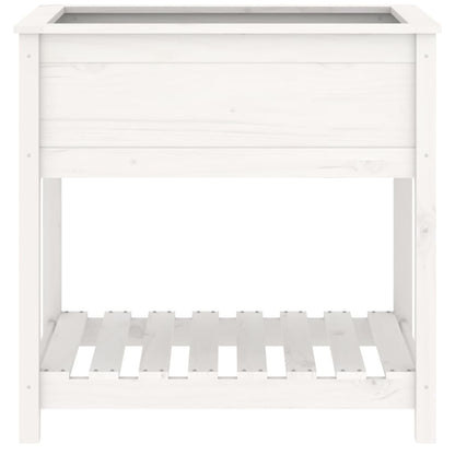 Planter with Shelf White 82,5x54x81 cm Solid Wood Pine
