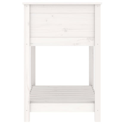 Planter with Shelf White 82.5x54x81 cm Solid Wood Pine