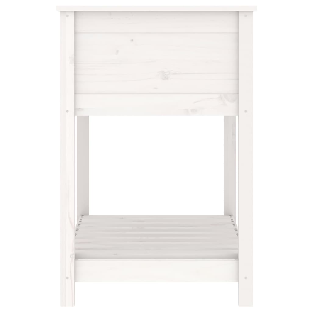 Planter with Shelf White 82,5x54x81 cm Solid Wood Pine