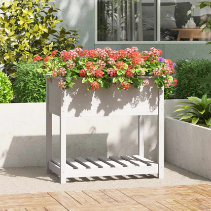 Planter with Shelf White 82,5x54x81 cm Solid Wood Pine