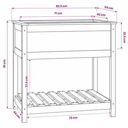 Planter with Shelf White 82,5x54x81 cm Solid Wood Pine