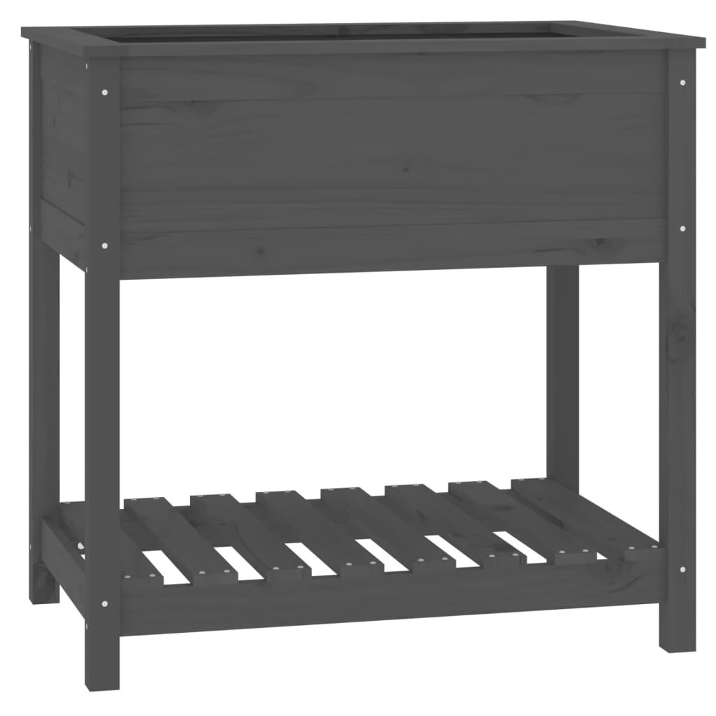 Planter with Shelf Grey 82,5x54x81 cm Solid Wood Pine