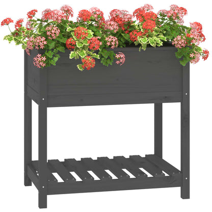 Planter with Shelf Grey 82,5x54x81 cm Solid Wood Pine