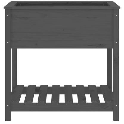 Planter with Shelf Grey 82.5x54x81 cm Solid Wood Pine