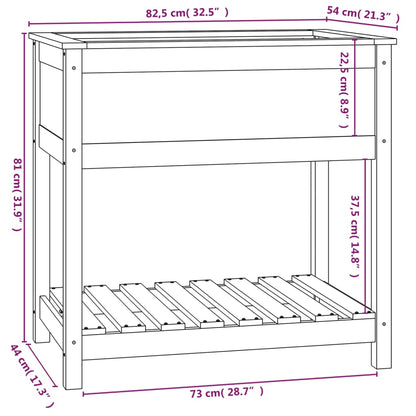 Planter with Shelf Grey 82.5x54x81 cm Solid Wood Pine