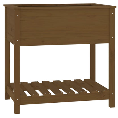 Planter with Shelf Honey Brown 82,5x54x81 cm Solid Wood Pine