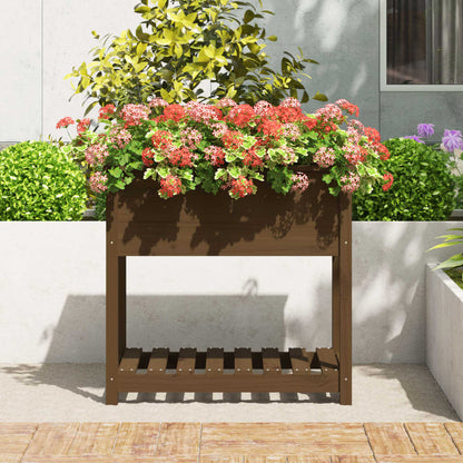 Planter with Shelf Honey Brown 82,5x54x81 cm Solid Wood Pine