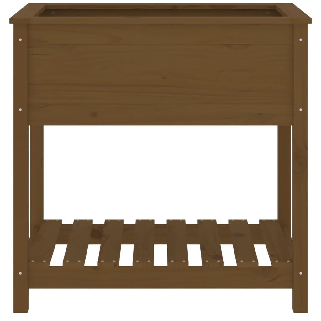 Planter with Shelf Honey Brown 82,5x54x81 cm Solid Wood Pine
