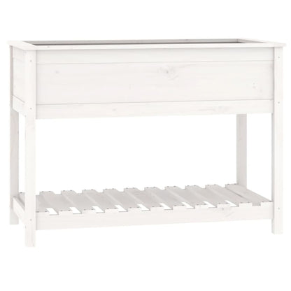 Planter with Shelf White 111,5x54x81 cm Solid Wood Pine
