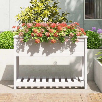 Planter with Shelf White 111,5x54x81 cm Solid Wood Pine
