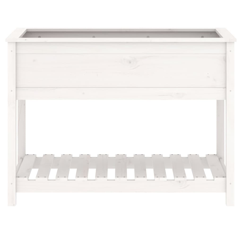 Planter with Shelf White 111,5x54x81 cm Solid Wood Pine