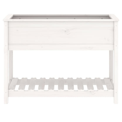 Planter with Shelf White 111,5x54x81 cm Solid Wood Pine