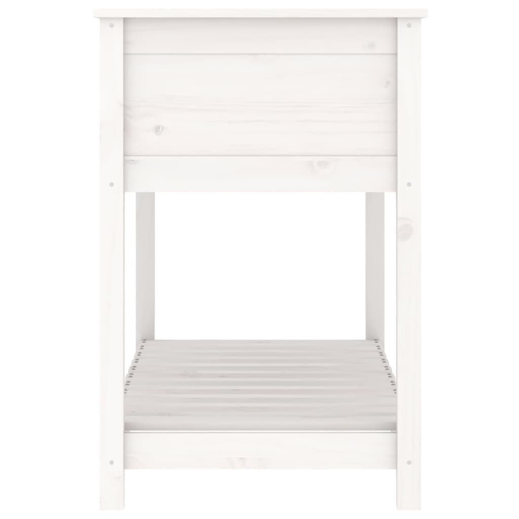 Planter with Shelf White 111,5x54x81 cm Solid Wood Pine