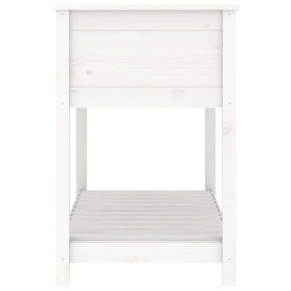 Planter with Shelf White 111,5x54x81 cm Solid Wood Pine