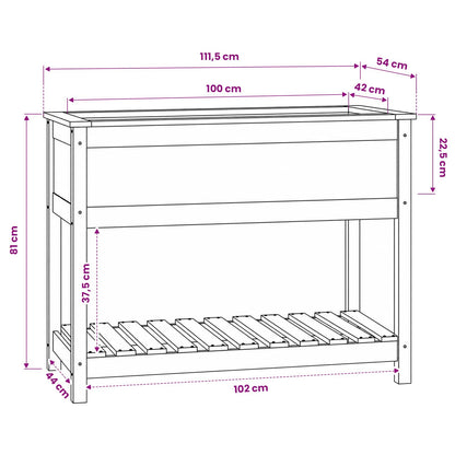 Planter with Shelf White 111,5x54x81 cm Solid Wood Pine