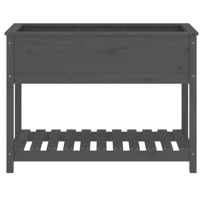 Planter with Shelf Grey 111,5x54x81 cm Solid Wood Pine