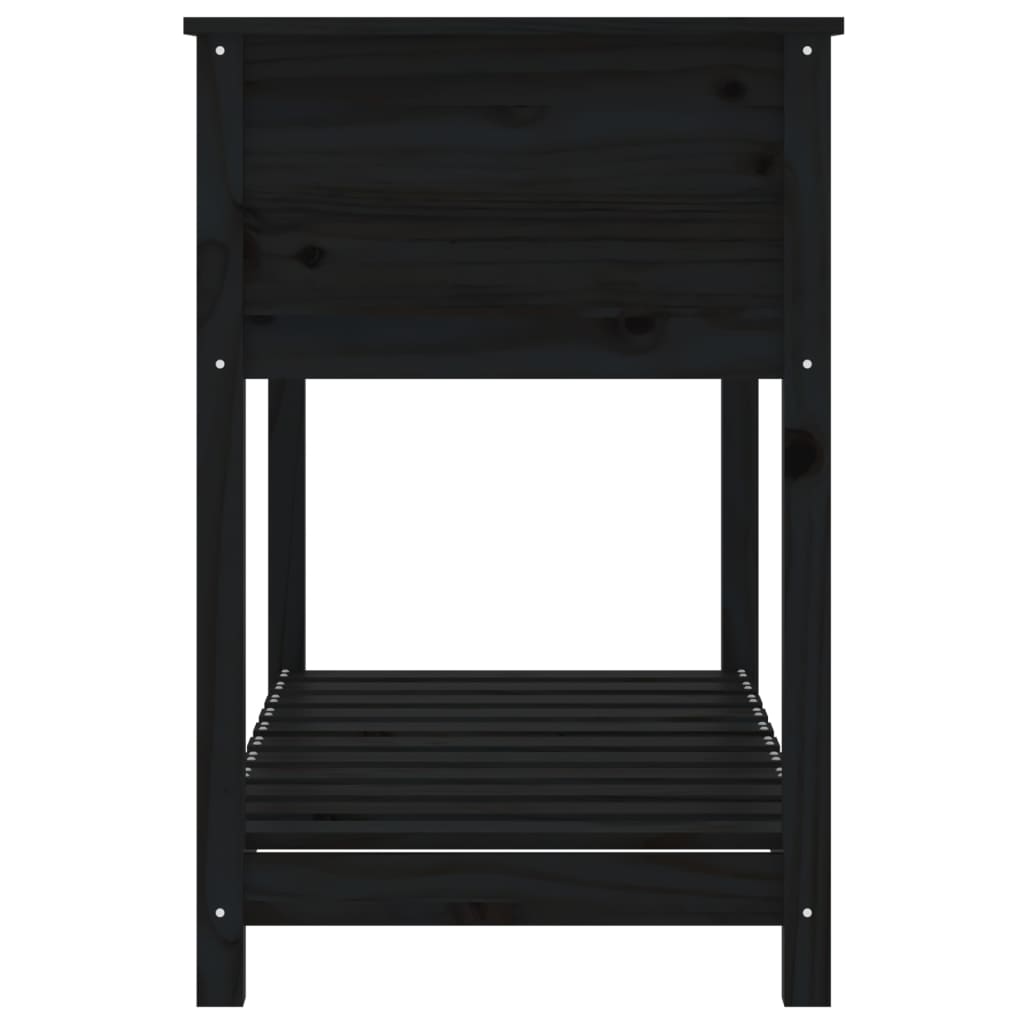 Planter with Shelf Black 111,5x54x81 cm Solid Wood Pine