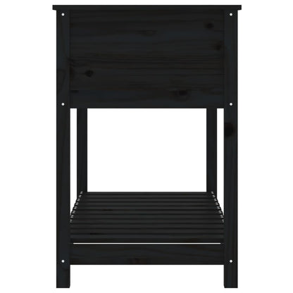 Planter with Shelf Black 111,5x54x81 cm Solid Wood Pine