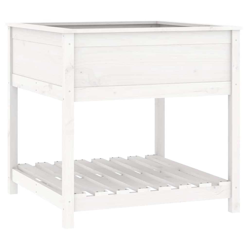 Planter with Shelf White 82,5x82,5x81 cm Solid Wood Pine