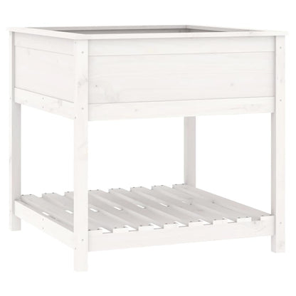 Planter with Shelf White 82,5x82,5x81 cm Solid Wood Pine