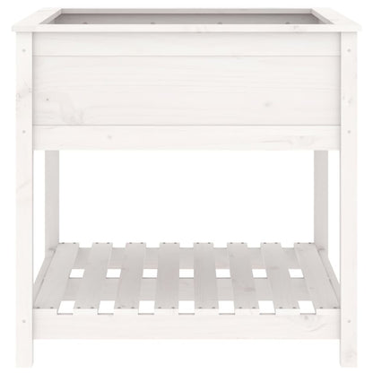 Planter with Shelf White 82.5x82.5x81 cm Solid Wood Pine
