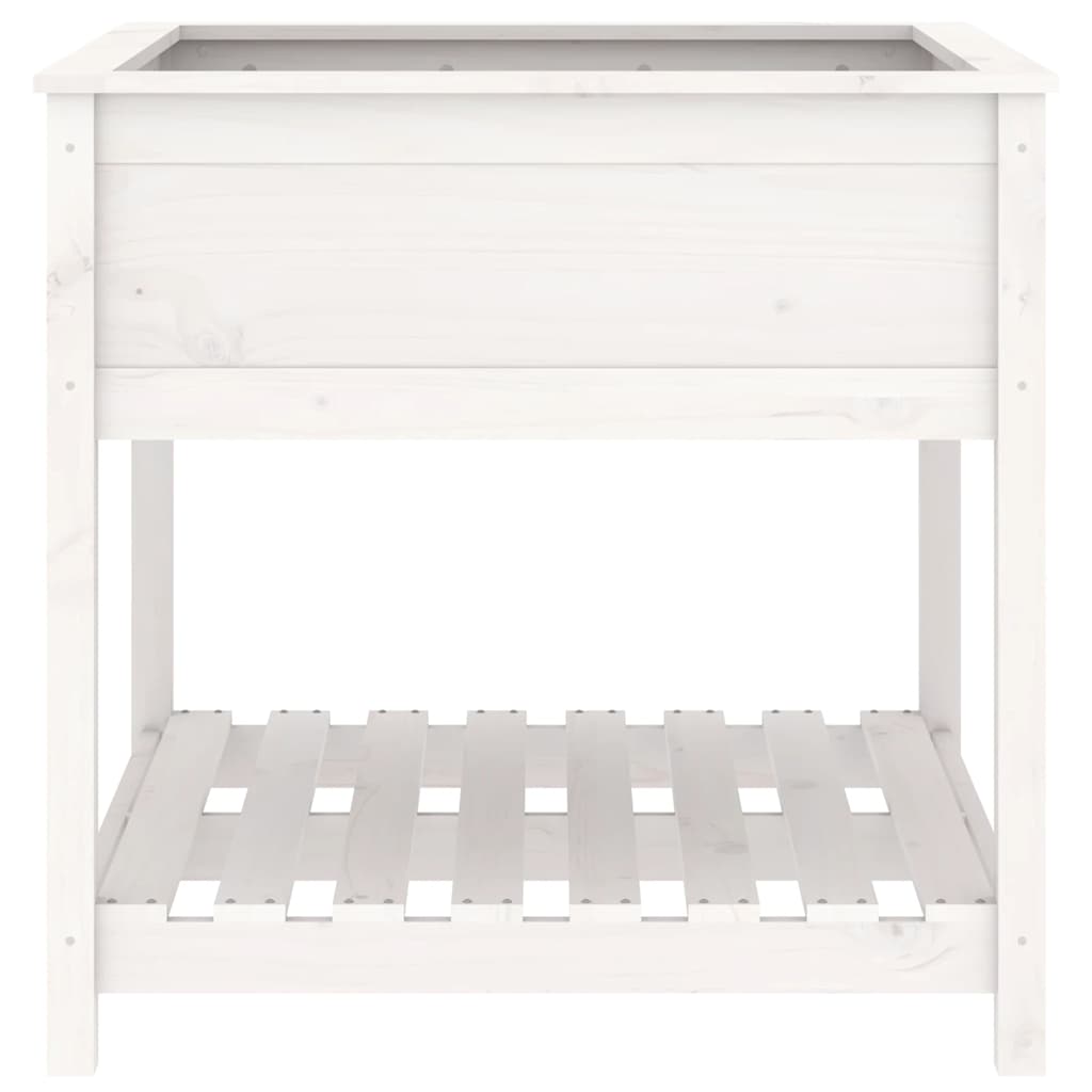 Planter with Shelf White 82,5x82,5x81 cm Solid Wood Pine