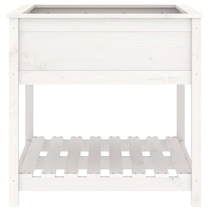 Planter with Shelf White 82,5x82,5x81 cm Solid Wood Pine