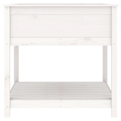 Planter with Shelf White 82.5x82.5x81 cm Solid Wood Pine