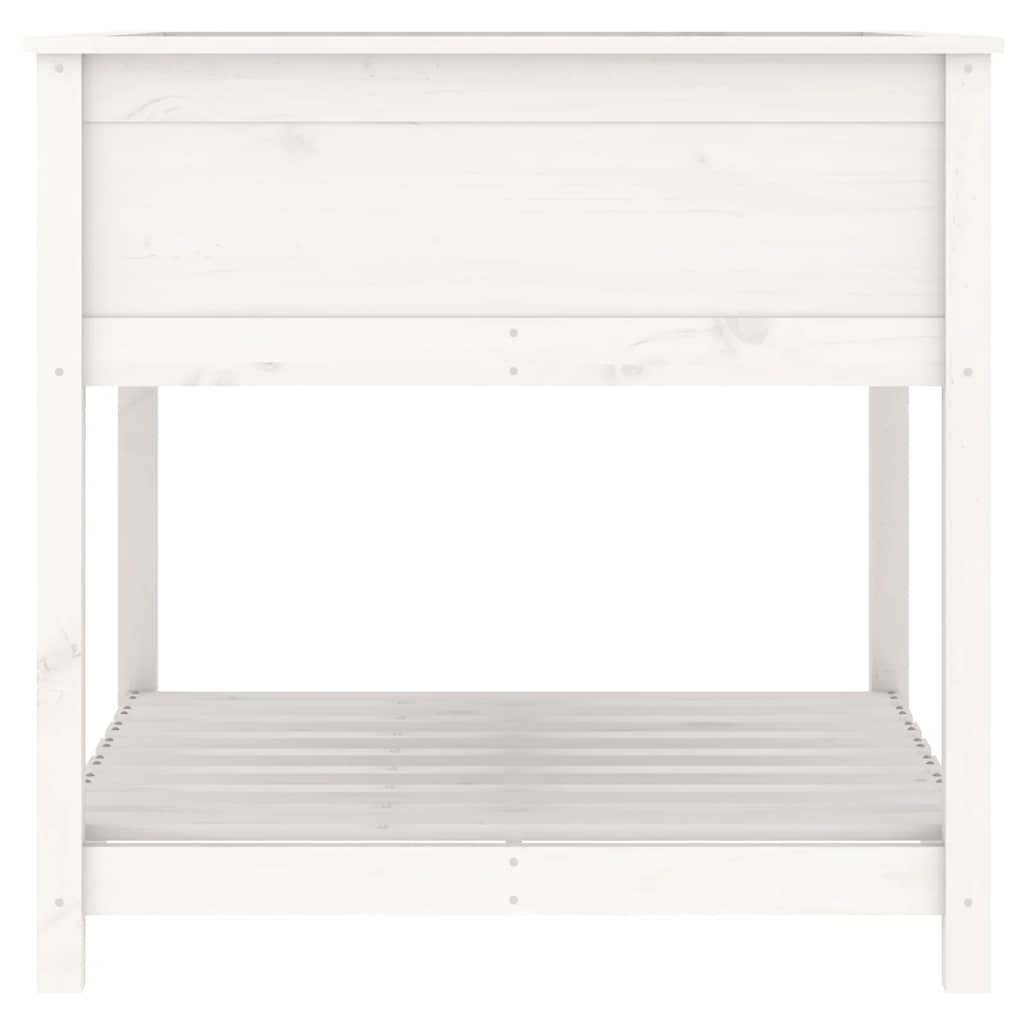 Planter with Shelf White 82,5x82,5x81 cm Solid Wood Pine