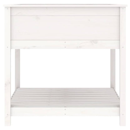 Planter with Shelf White 82,5x82,5x81 cm Solid Wood Pine