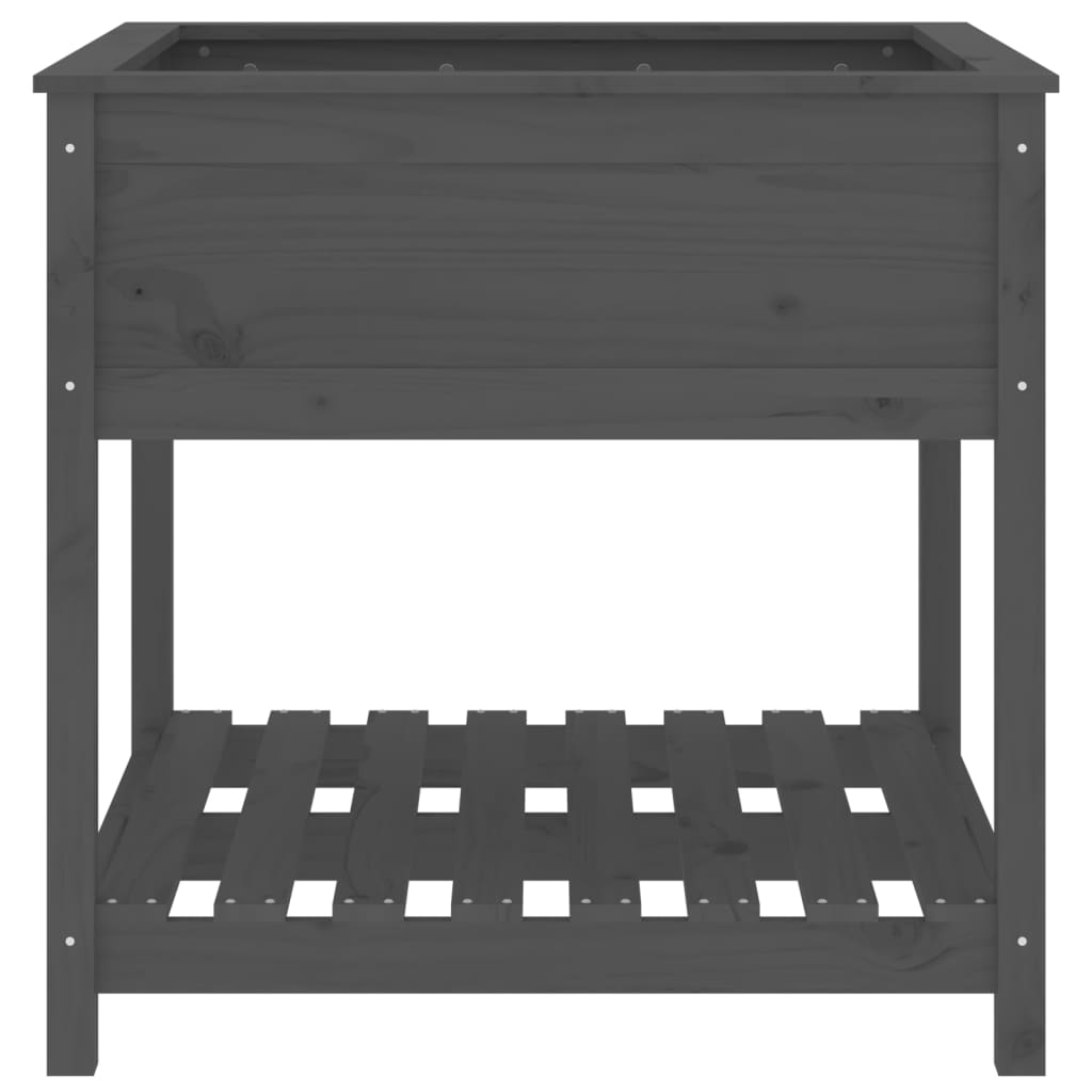 Planter with Shelf Grey 82,5x82,5x81 cm Solid Wood Pine