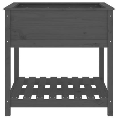 Planter with Shelf Grey 82,5x82,5x81 cm Solid Wood Pine