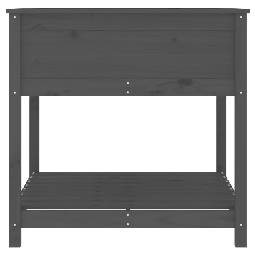 Planter with Shelf Grey 82,5x82,5x81 cm Solid Wood Pine