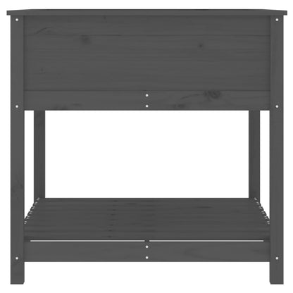 Planter with Shelf Grey 82,5x82,5x81 cm Solid Wood Pine
