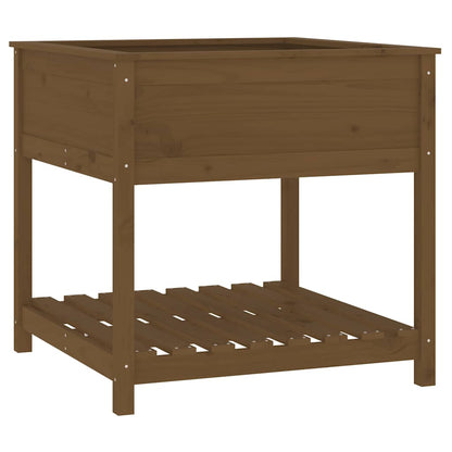 Planter with Shelf Honey Brown 82,5x82,5x81 cm Solid Wood Pine