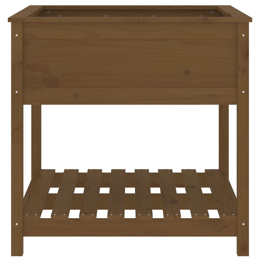 Planter with Shelf Honey Brown 82,5x82,5x81 cm Solid Wood Pine