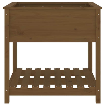 Planter with Shelf Honey Brown 82,5x82,5x81 cm Solid Wood Pine