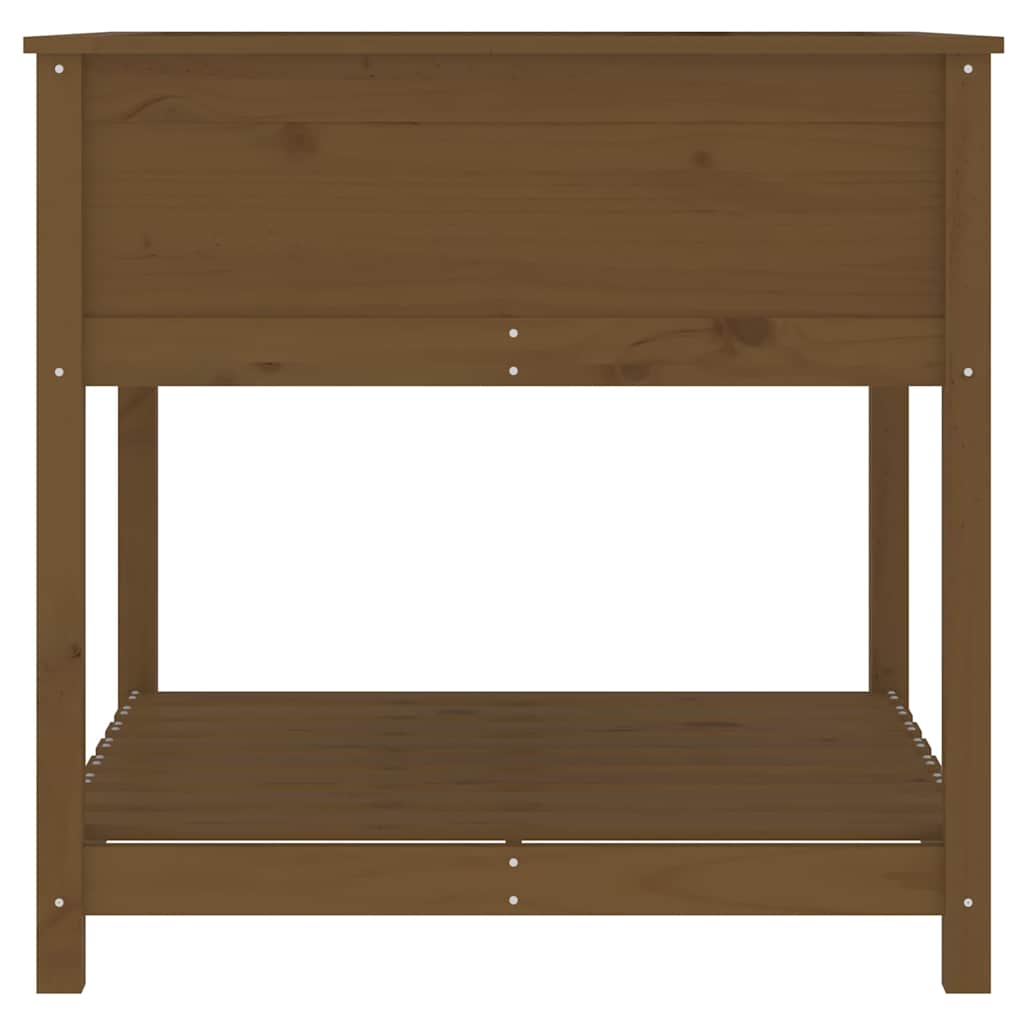 Planter with Shelf Honey Brown 82,5x82,5x81 cm Solid Wood Pine