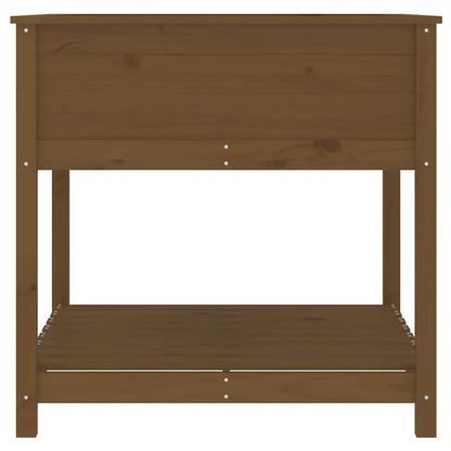 Planter with Shelf Honey Brown 82,5x82,5x81 cm Solid Wood Pine