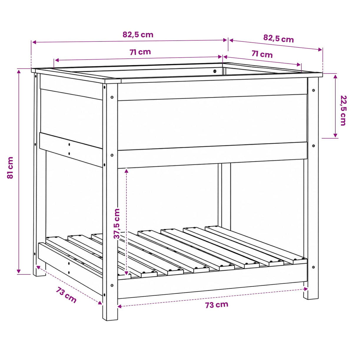 Planter with Shelf Honey Brown 82,5x82,5x81 cm Solid Wood Pine