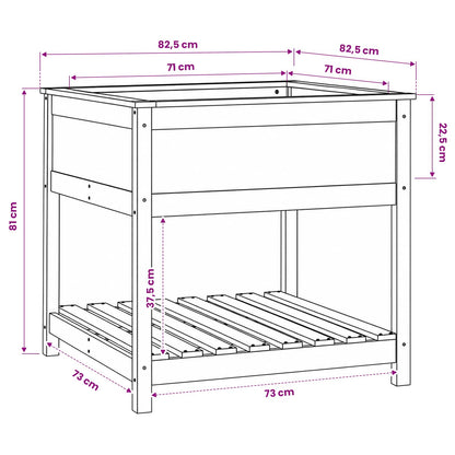 Planter with Shelf Honey Brown 82,5x82,5x81 cm Solid Wood Pine