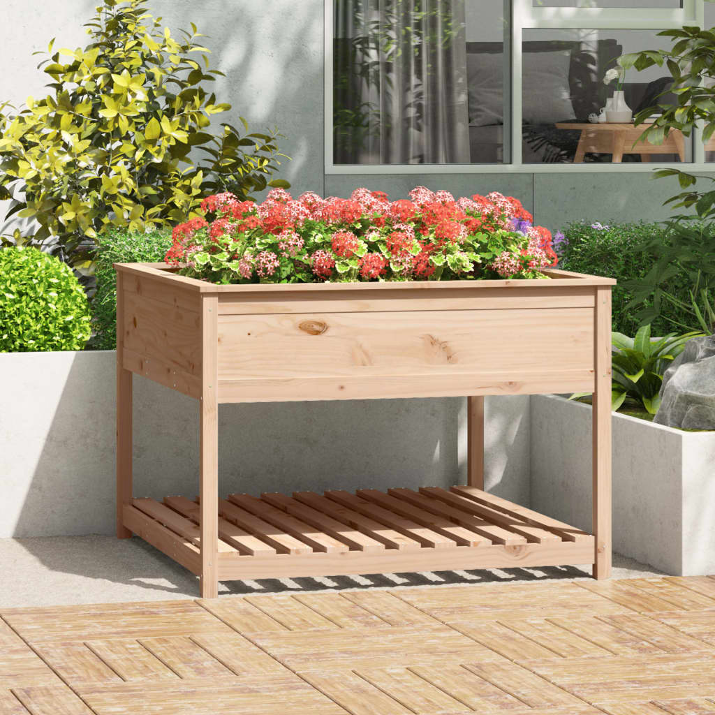Planter with Shelf 111,5x111,5x81 cm Solid Wood Pine